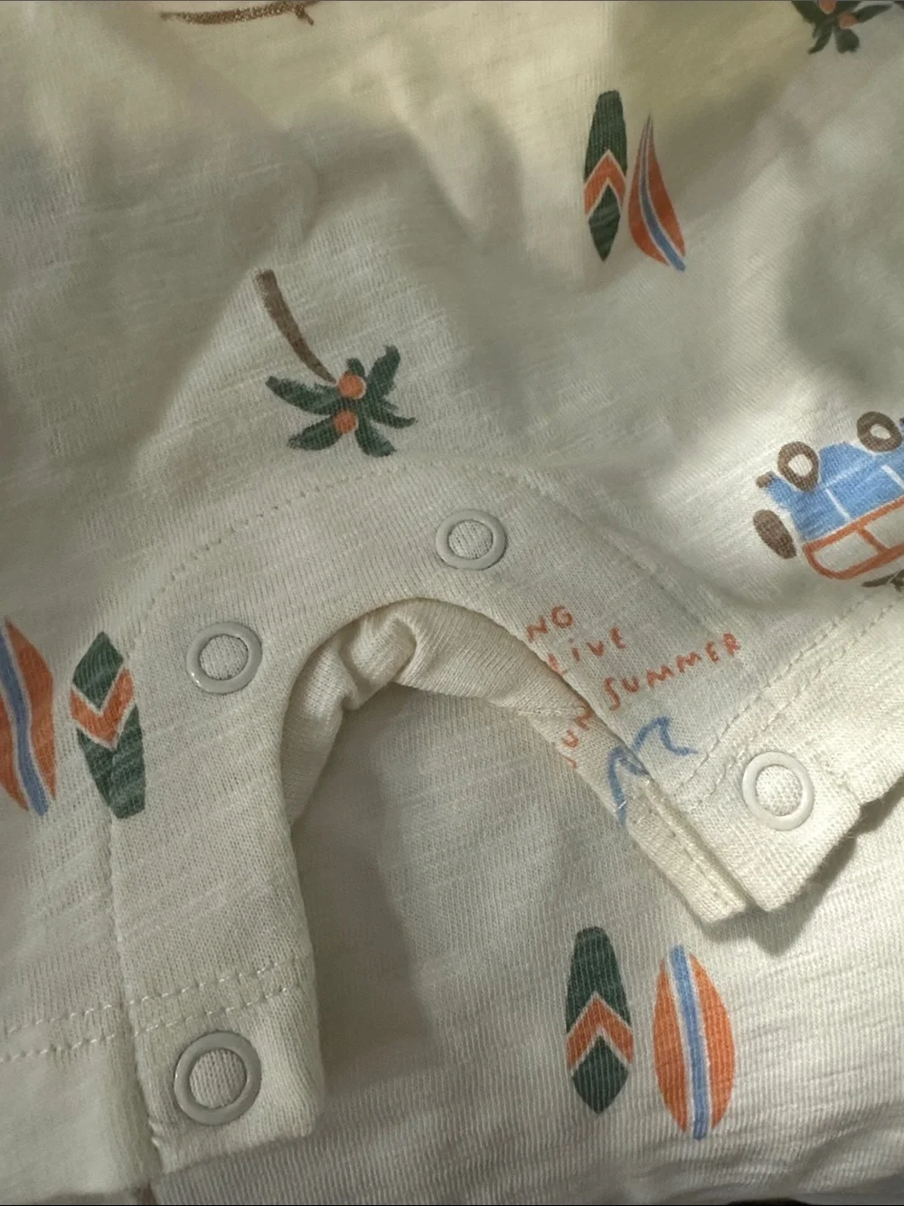 Carter's Cream Short-Sleeve Beach Print Baby Romper